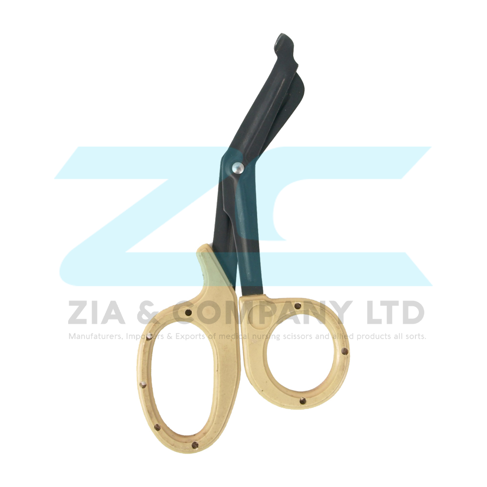 Utility Scissors Tan Plastic Handle with Holes and Black Blades 19cm