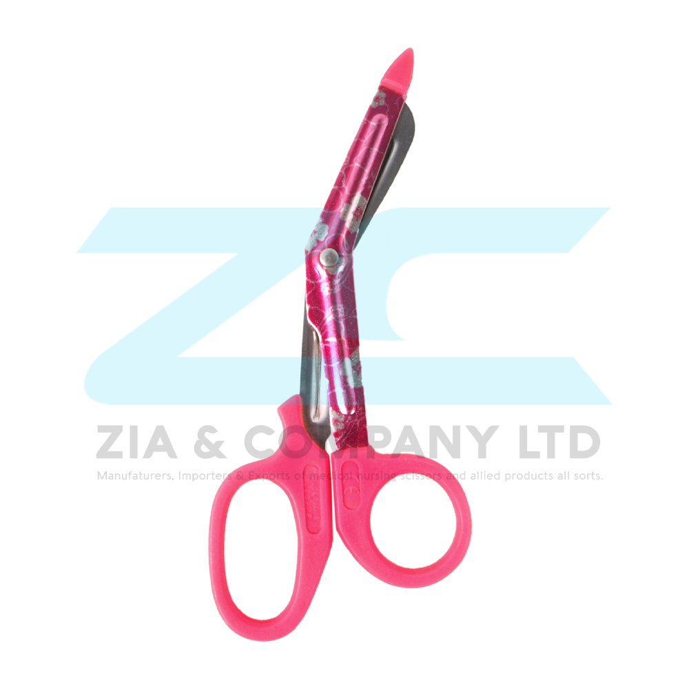 Utility Scissors Pink Plastic Handle and Printed Blades 14cm