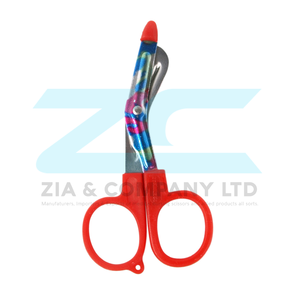 Utility Scissors Red Plastic Handle with Printed Blades 9cm